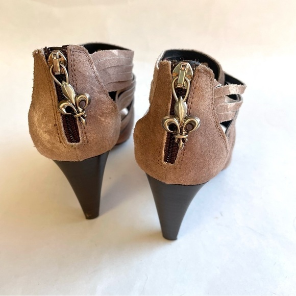 Donald J. Pliner Tan Suede Peep Toe Heels 6.5M - Picture 6 of 11